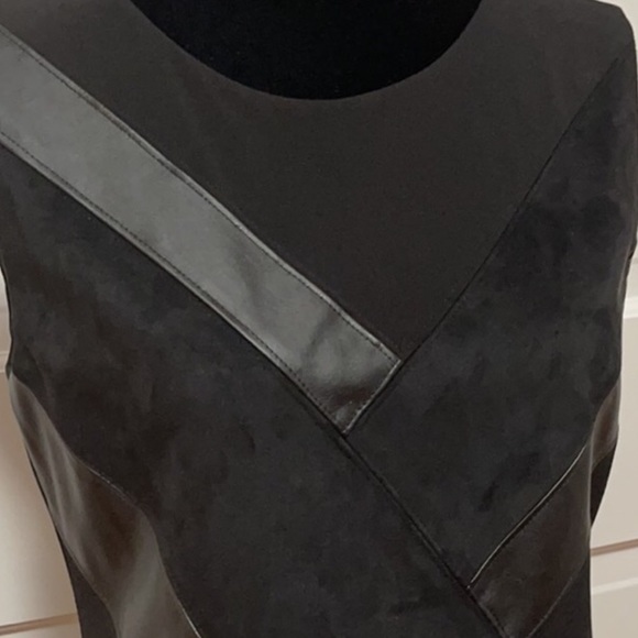 Calvin Klein Black Faux Leather Suede Lined Sheath Dress NWT - Picture 7 of 13